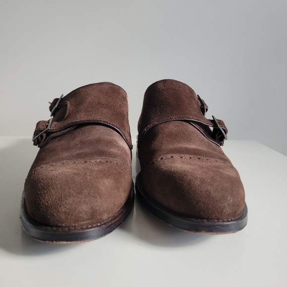 Crosby Square Allen Double Monk Strap Brown Suede Loafer Dress Shoes Size 8.5 - Picture 2 of 14